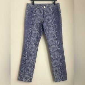 Tory Burch Indigo Patterned Skinny Jeans